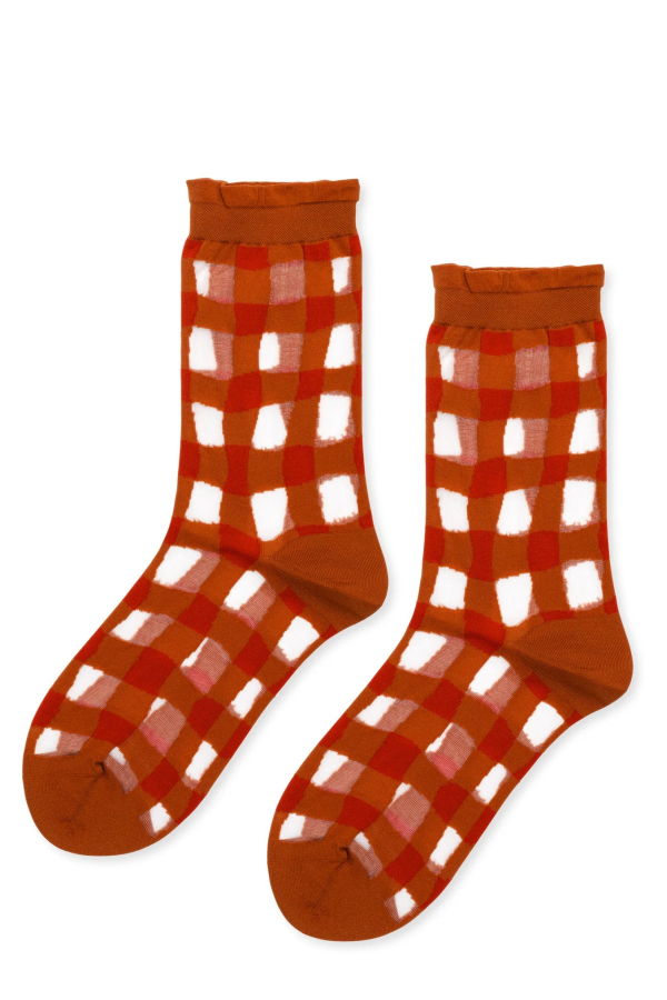 Hansel from Basel Googly Gingham Sheer Crew Socks