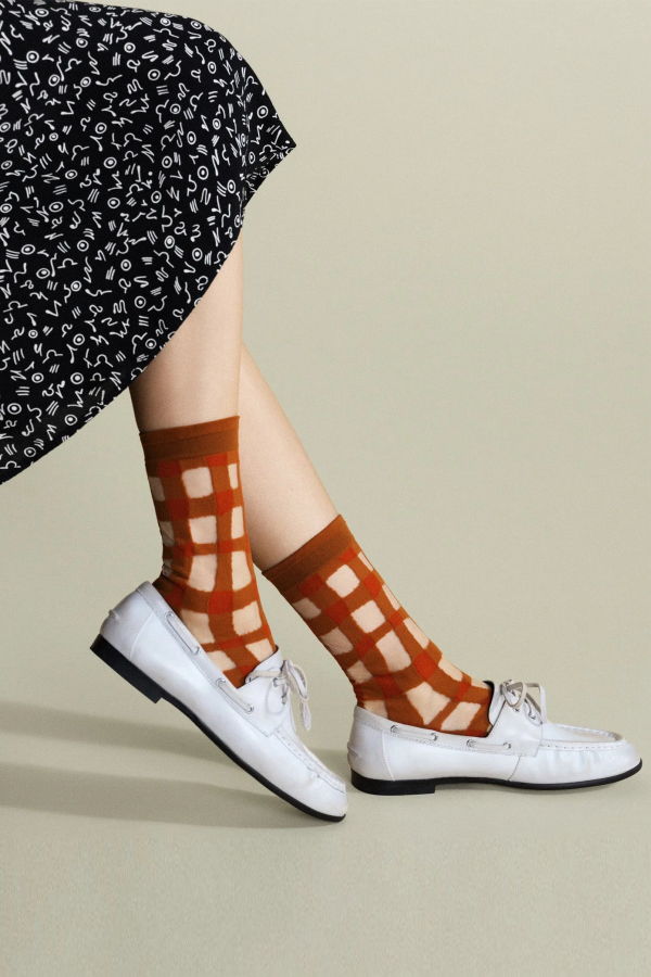 Hansel from Basel Googly Gingham Sheer Crew Socks