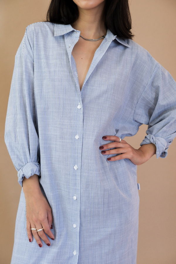 Le Bon Shoppe Artist Long Shirt - Blue Pinstripe