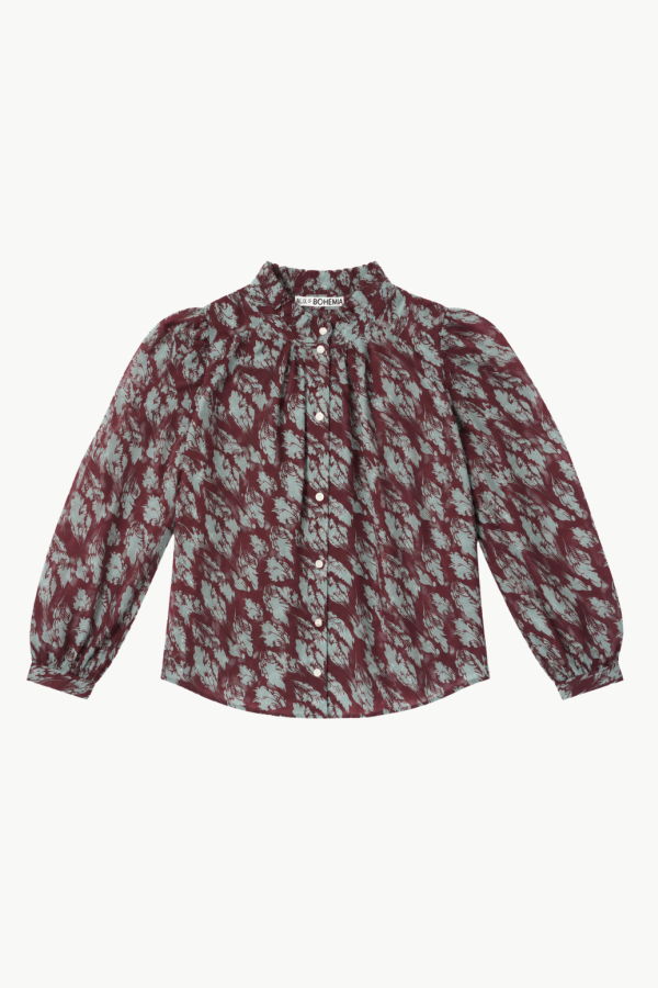 Alix Of Bohemia Artemis Sage Feather Shirt - Dark Red