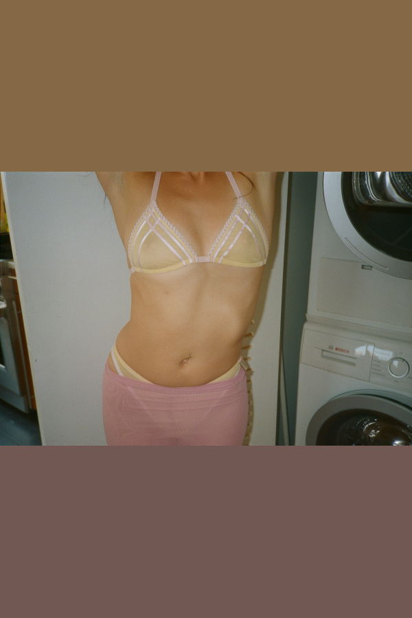 Leonie Mauchant Eva Adjustable Halter Mesh Bra - Yellow/Pink