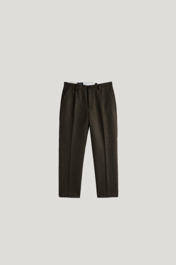 Portuguese Flannel Single Pleat Trousers - Forest Green
