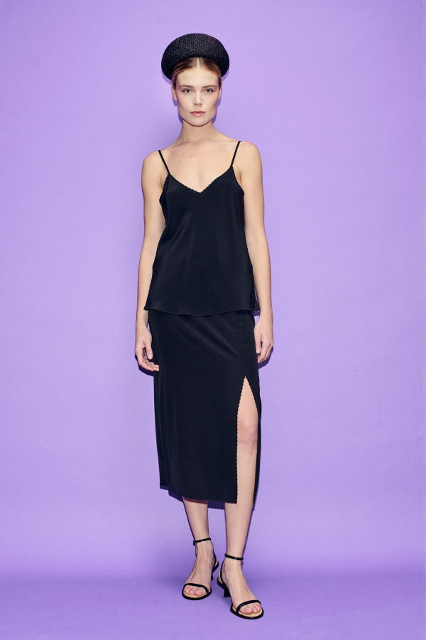Silk Laundry CDC Bias Cut Cami Top - Black