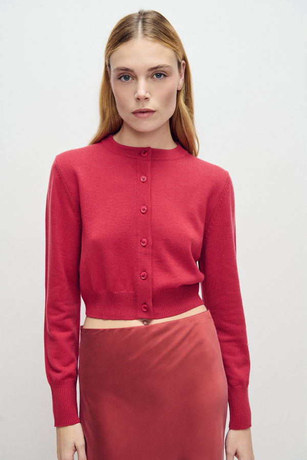 Silk Laundry Cropped Cardigan