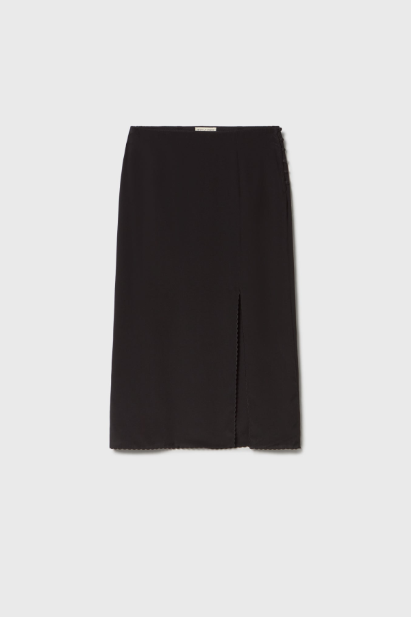 Silk Laundry Scallop Skirt - Black