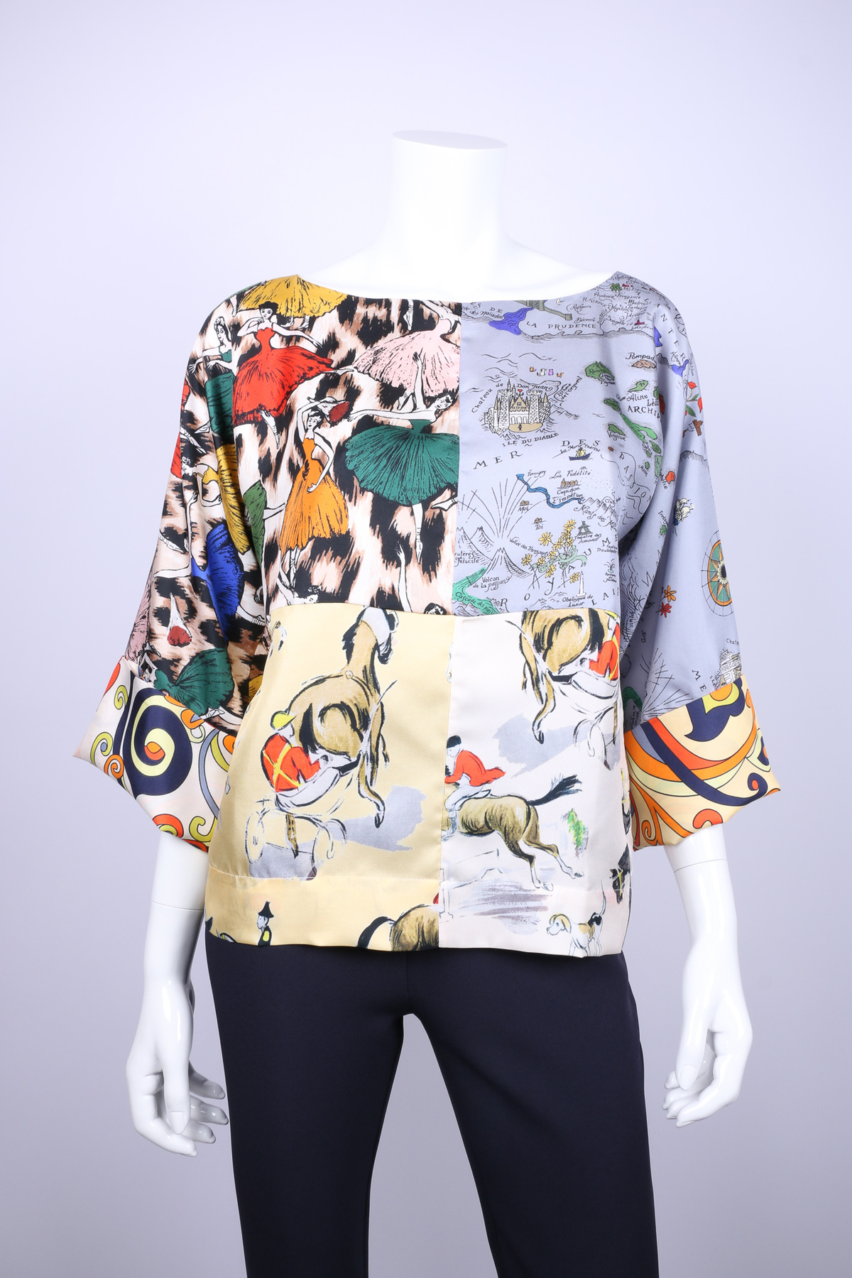 La Prestic silk kimono sleeve patchwork blouse - MULTI - Image 2 of 4