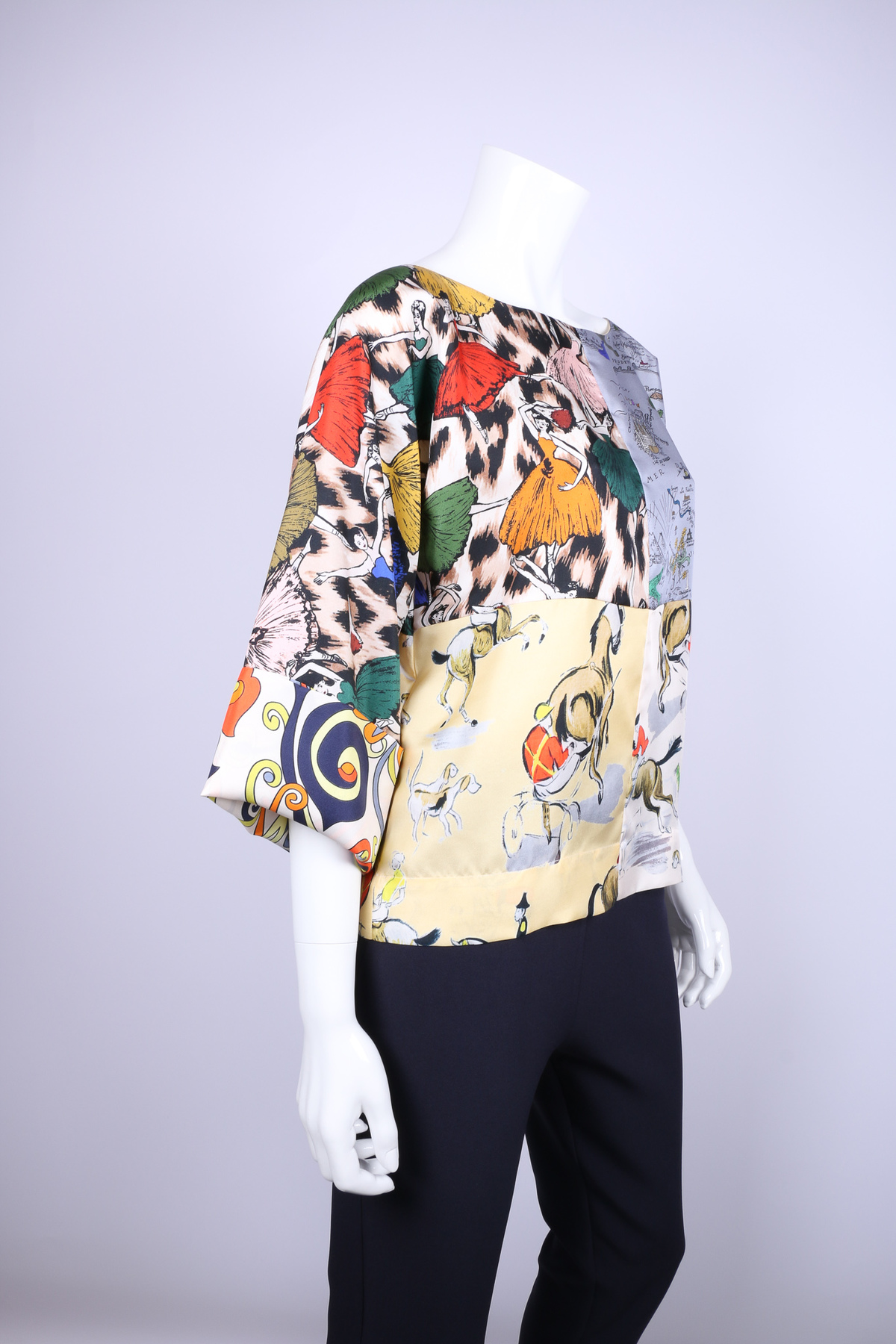 La Prestic silk kimono sleeve patchwork blouse - MULTI - Image 3 of 4
