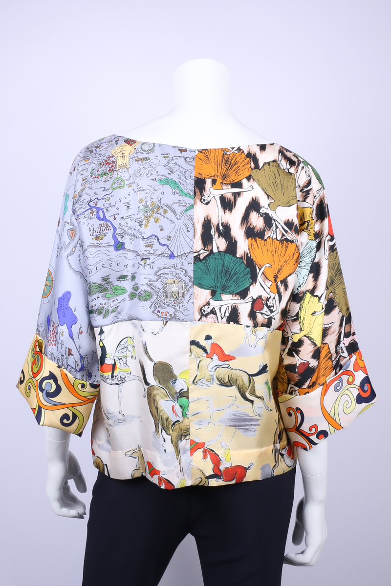 La Prestic silk kimono sleeve patchwork blouse - MULTI