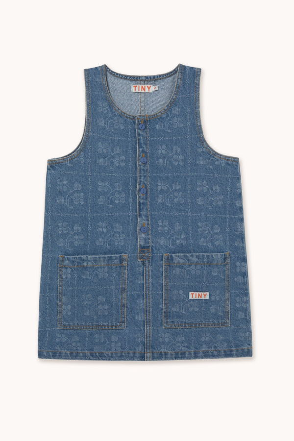 KIDS Tinycottons Dots Flowers Denim Dress