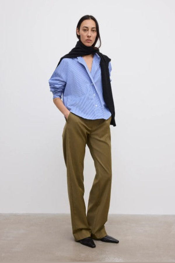 House of Dagmar Classic Suit Trouser - Olive Green