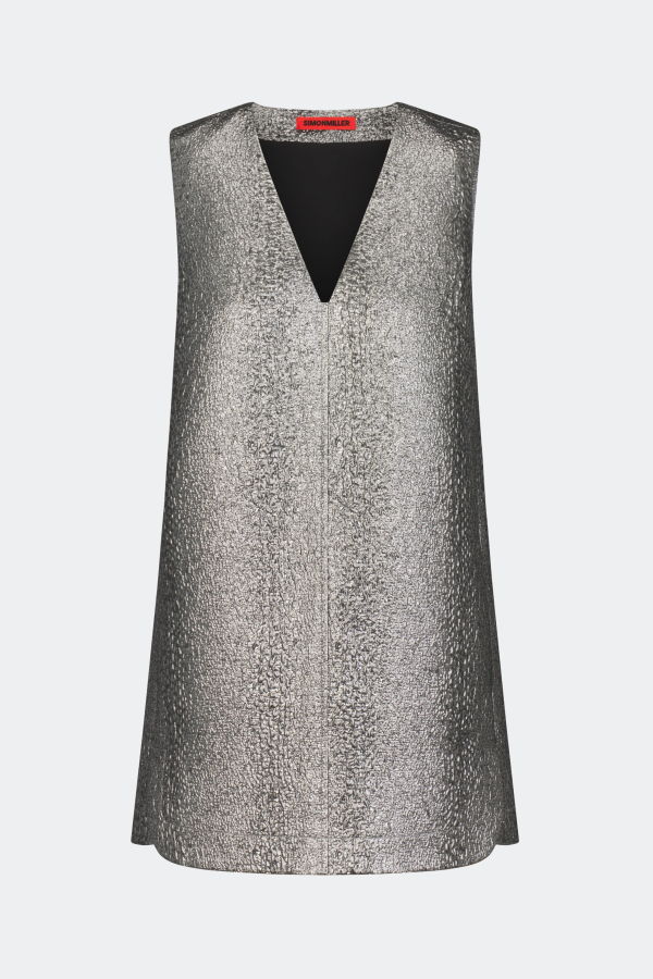 Simon Miller Fountain Metallic Mini Dress - Pewter