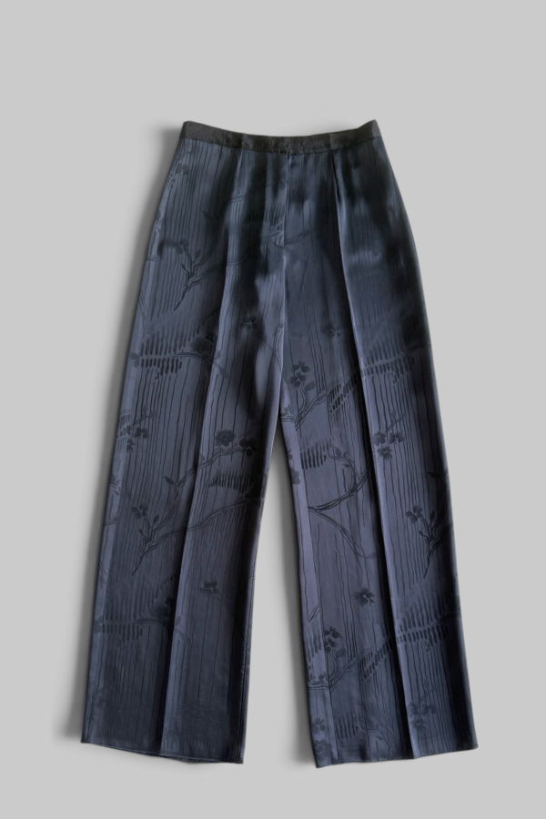 Forte Forte "The Lotus" Fluid Jacquard High Waist Pants - Notte
