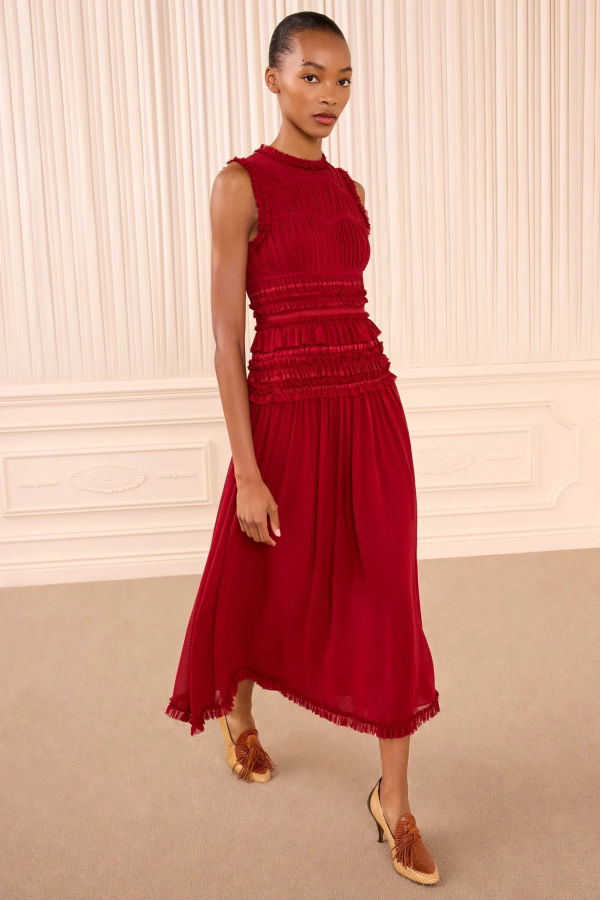 Ulla Johnson Etta Sleeveless Silk Dress - Cerise
