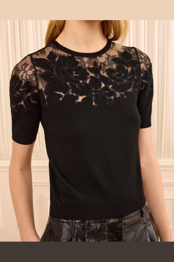 Ulla Johnson Ella S/S Lace Top - Noir
