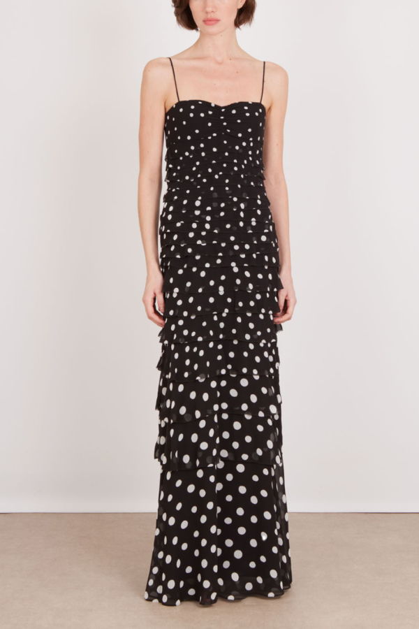 Saloni Niki Long-B Dress - Polka Dot Scatter