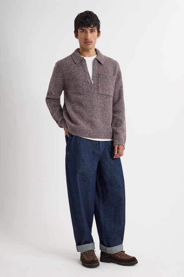 Wax London Twist Fleck Alpha LS Zip Polo Sweater