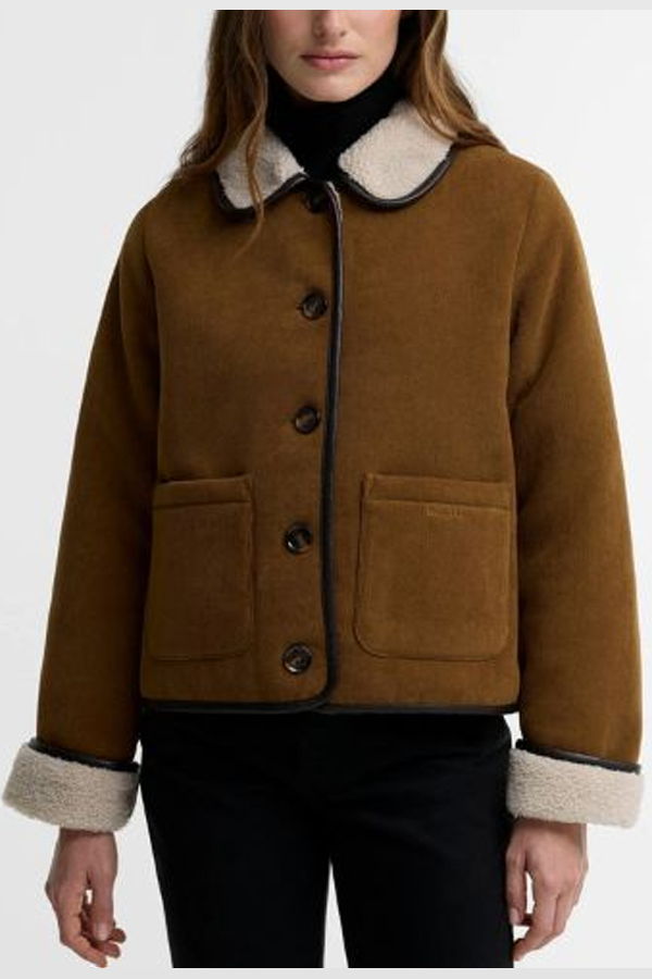 Barbour US Penny Fleece Casual Jacket - Tan/Ecru