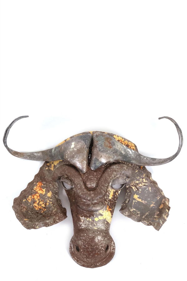 Mbare Buffalo Animal Mask Recycled Metal Wall Art