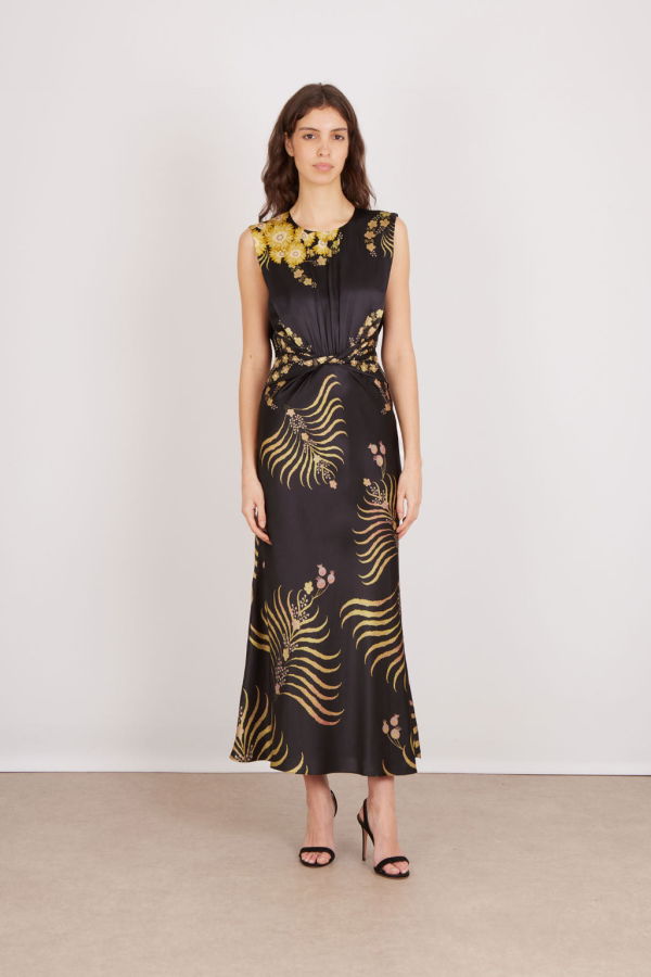 Saloni Gwen Dress - Golden Palm Plmt