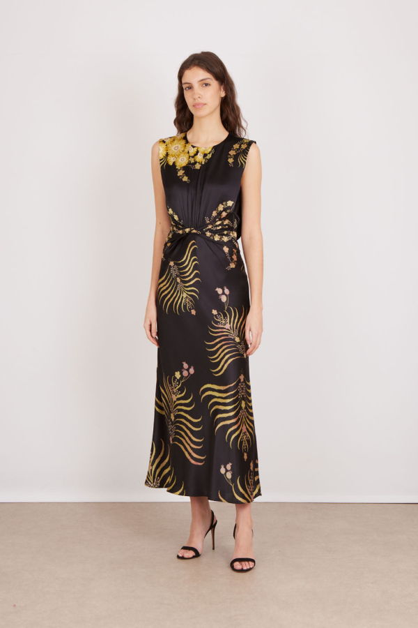 Saloni Gwen Dress - Golden Palm Plmt