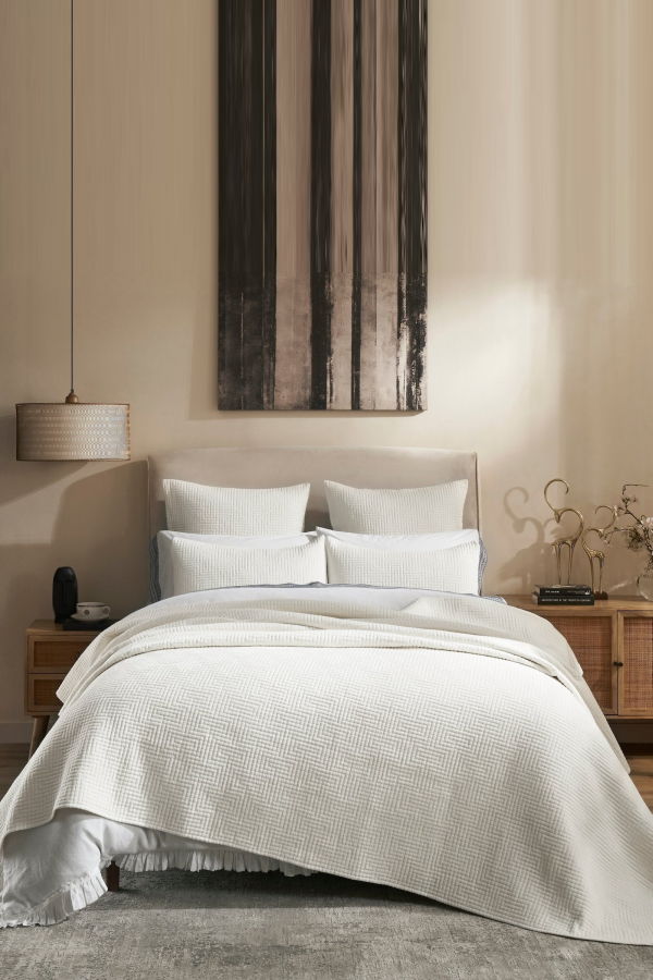 Orchids Lux Home Maze Geometric Linen Coverlet Sham