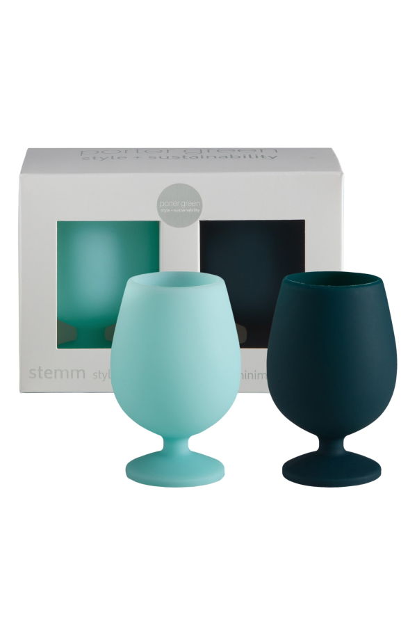 Porter Green Stemm Silicone Unbreakable Wine Glasses
