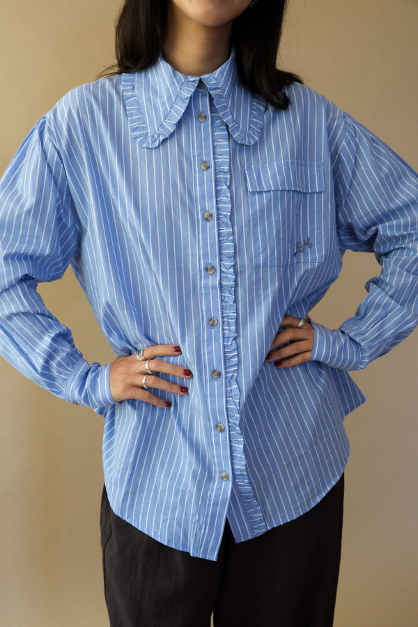 DAMSON MADDER Kendall Ruffle Shirt - Blue