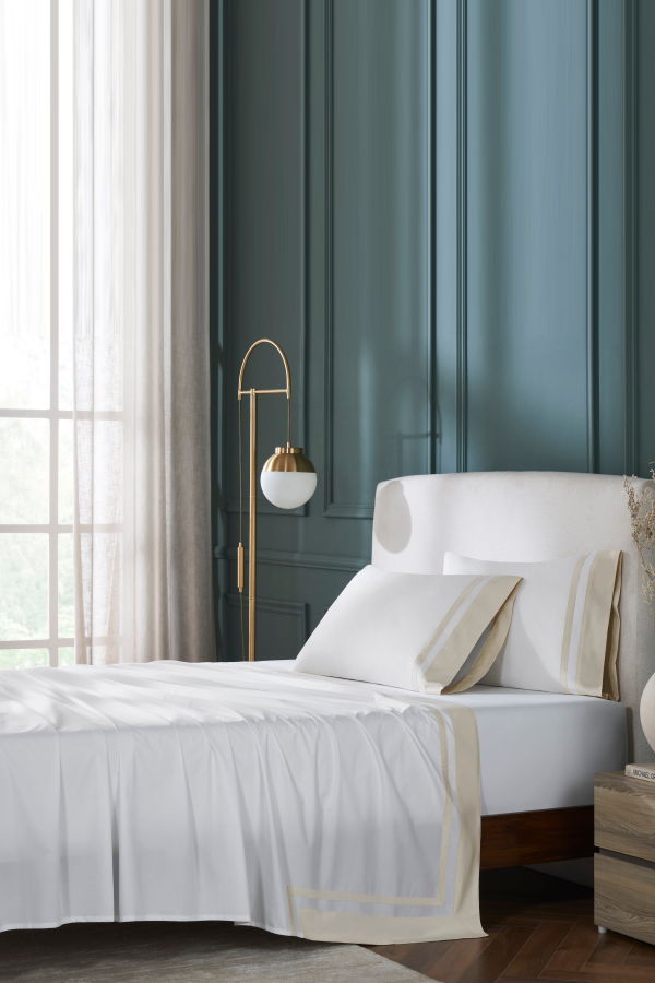 Orchids Lux Home Stella Organic Cotton Percale Fitted Sheet - White