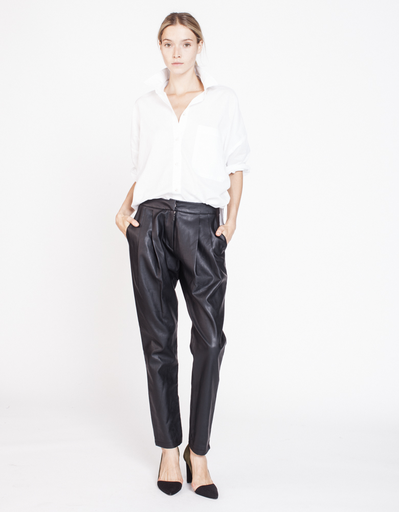 J'apostrophe Leather Front Pleat Pants J'apostrophe Leather Front Pleat Pants