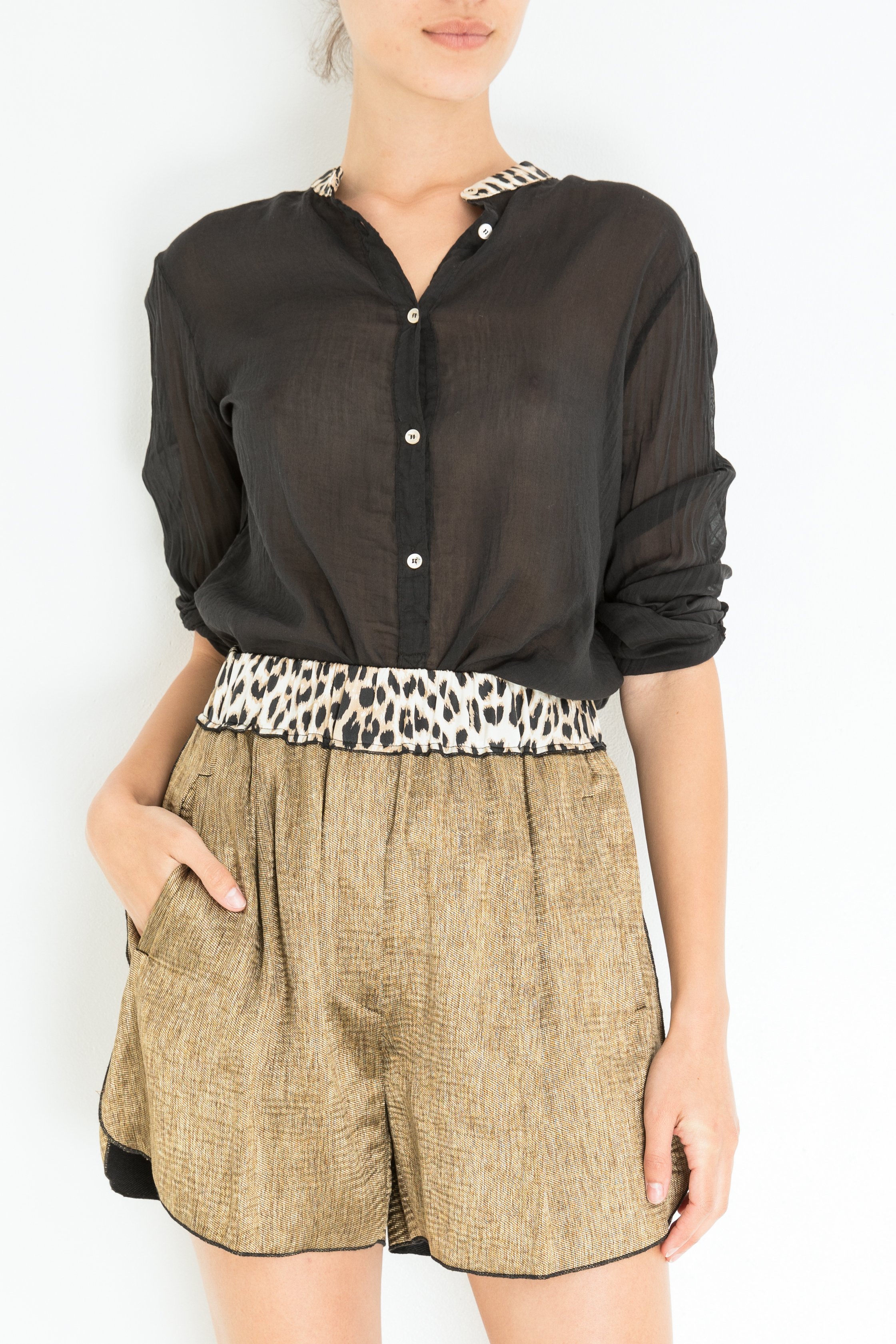 Giada Forte Lurex Diagonal Shorts - Oro | Garmentory