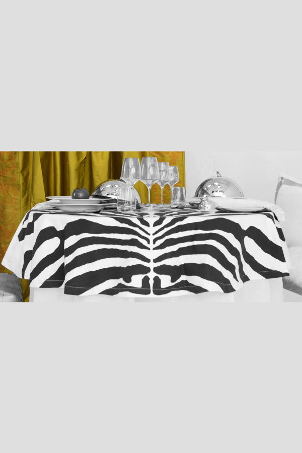 Orchids Lux Home Zebra Cotton Tablecloth