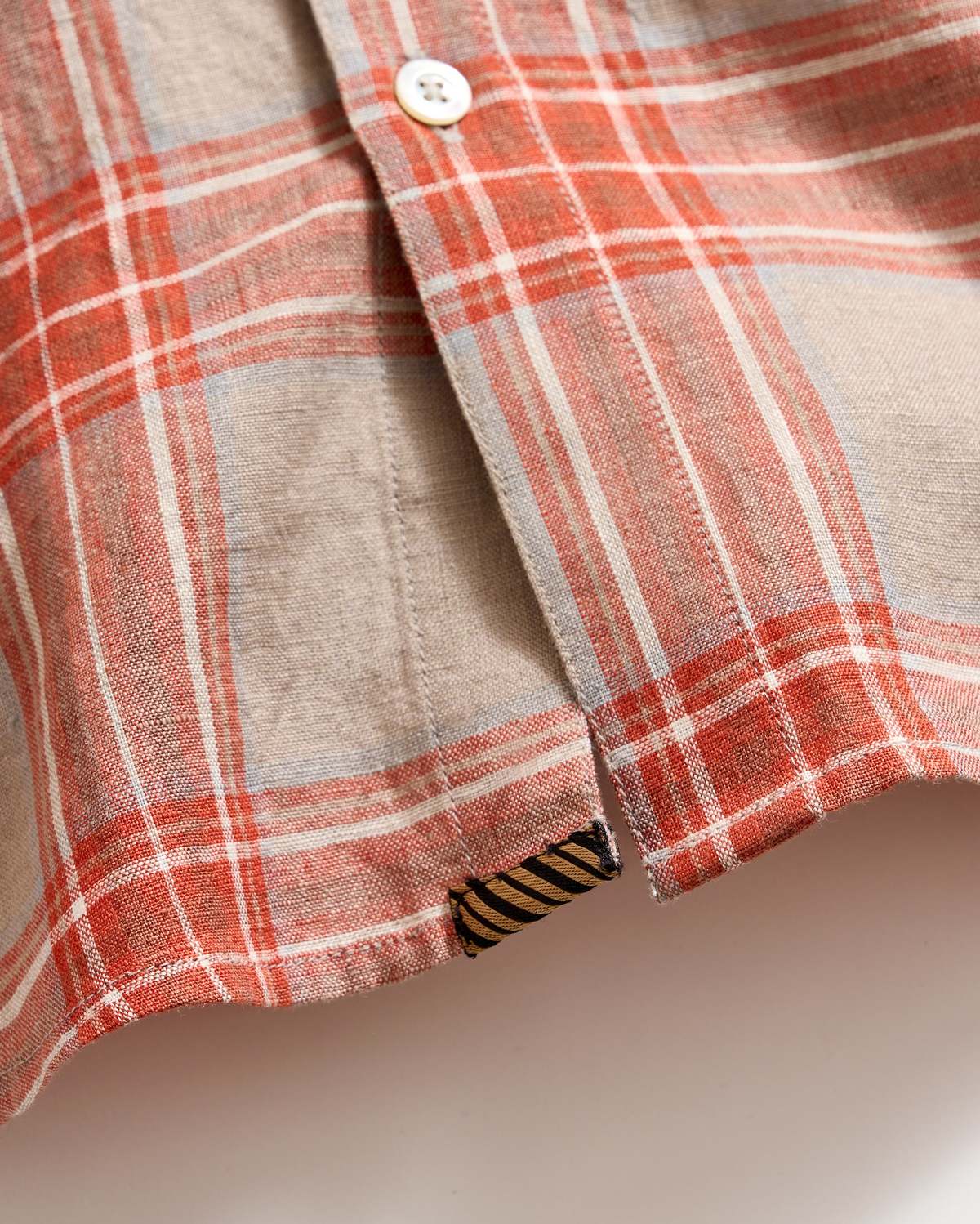 Billy Reid Bold Plaid Linen Wilson Shirt - Brick - Image 3 of 4