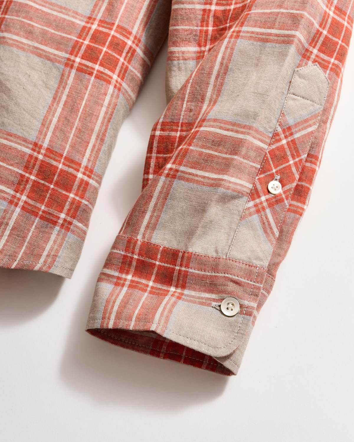 Billy Reid Bold Plaid Linen Wilson Shirt - Brick - Image 4 of 4
