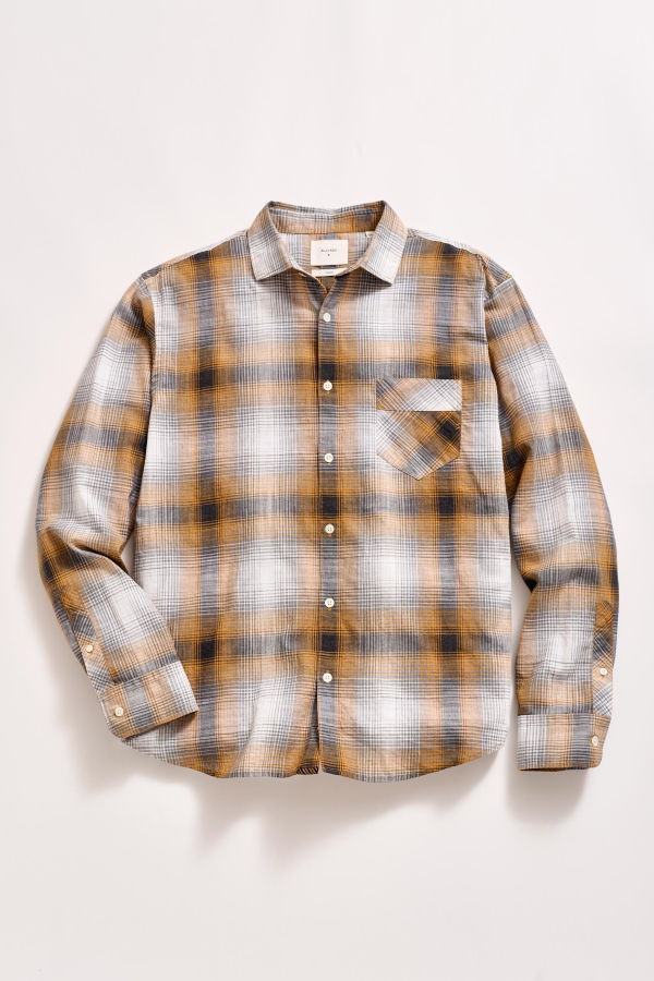 Billy Reid Melange Shadow Plaid John T Shirt - Honey Multi
