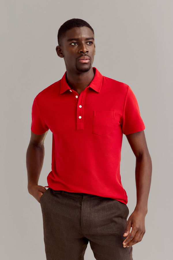 Billy Reid Pique Pensacola Polo - Pompeian Red
