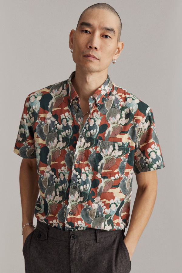 Billy Reid Short Sleeve Cactus Treme Shirt - Multi