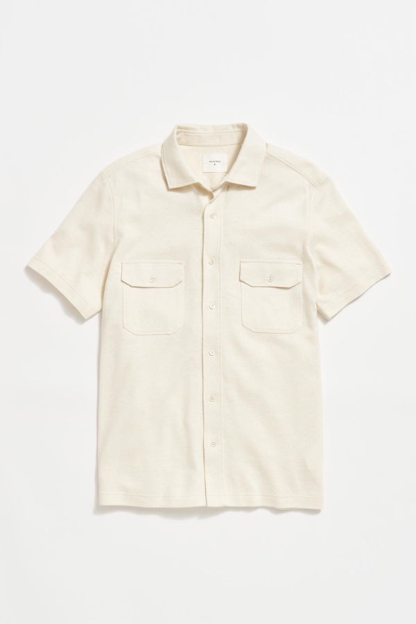 Billy Reid Short Sleeve Hemp Cotton Knit Shirt - Tinted White