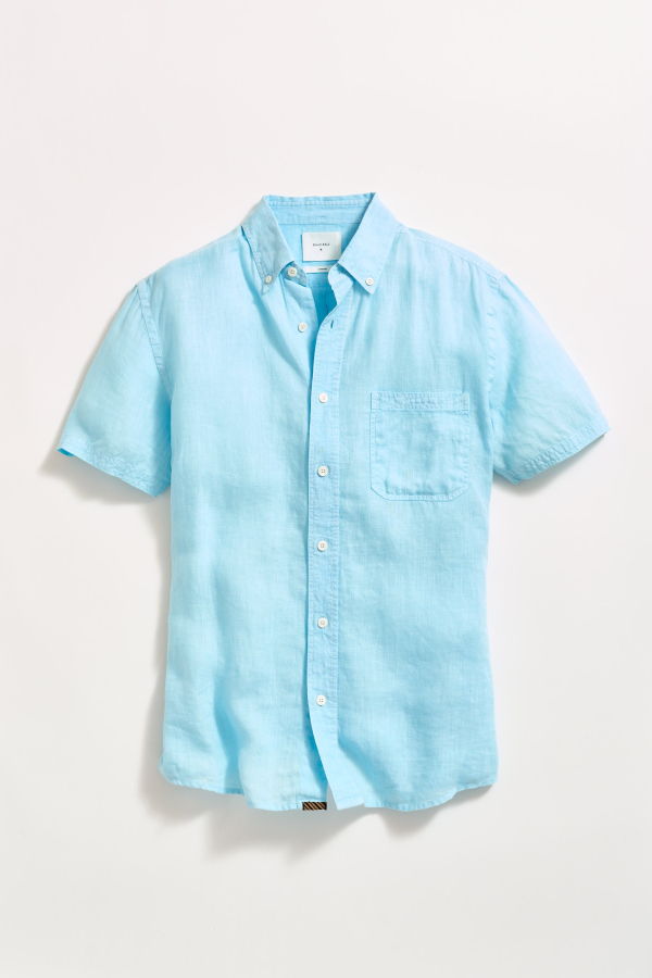 Billy Reid Short Sleeve Linen Tuscumbia Button-Down Shirt - Day Blue