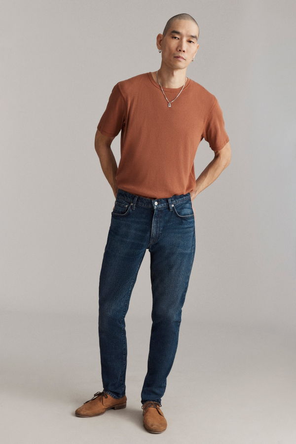Billy Reid Short Sleeve Rib Crew Tee - Spice Brown