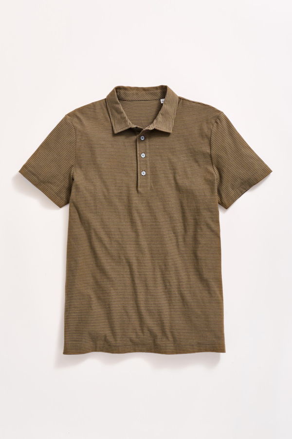 Billy Reid Stripe Pensacola Polo - Olive Black