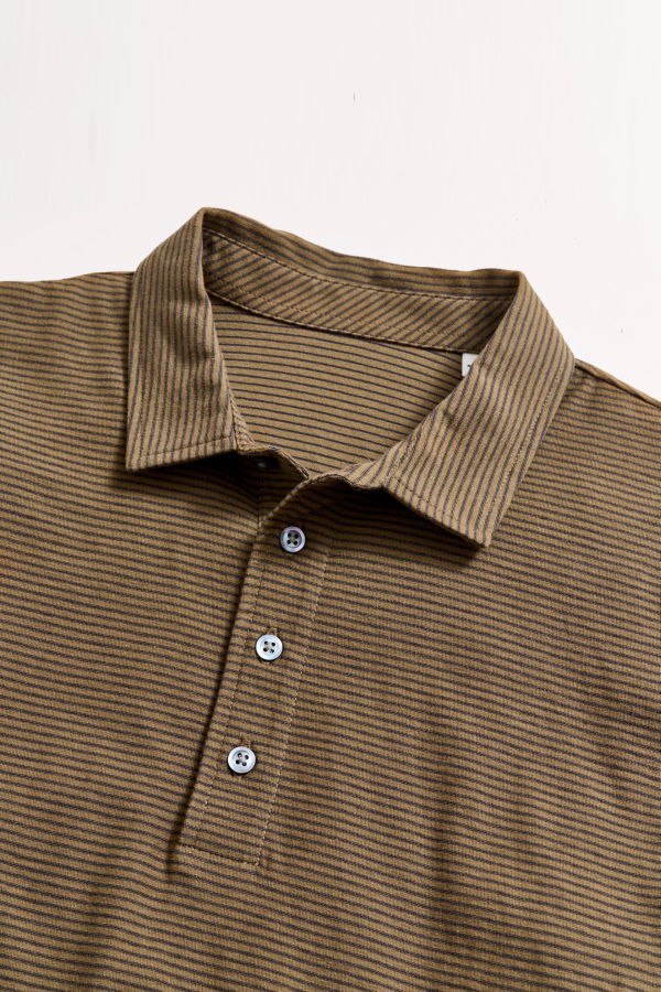 Billy Reid Stripe Pensacola Polo - Olive Black