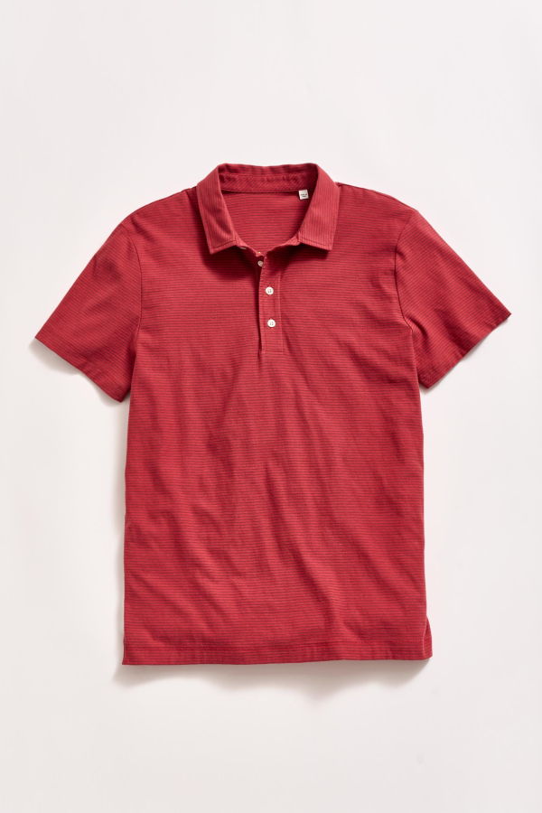 Billy Reid Stripe Pensacola Polo - Rosewood Mahogany