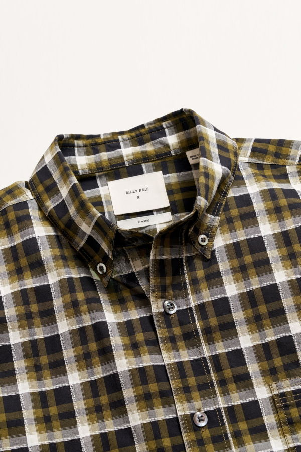 Billy Reid Textural Grid Plaid Tuscumbia Button-Down Shirt - Olive/Multi