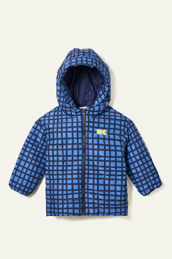 Mon Coeur Blue Grid Puffer Jacket