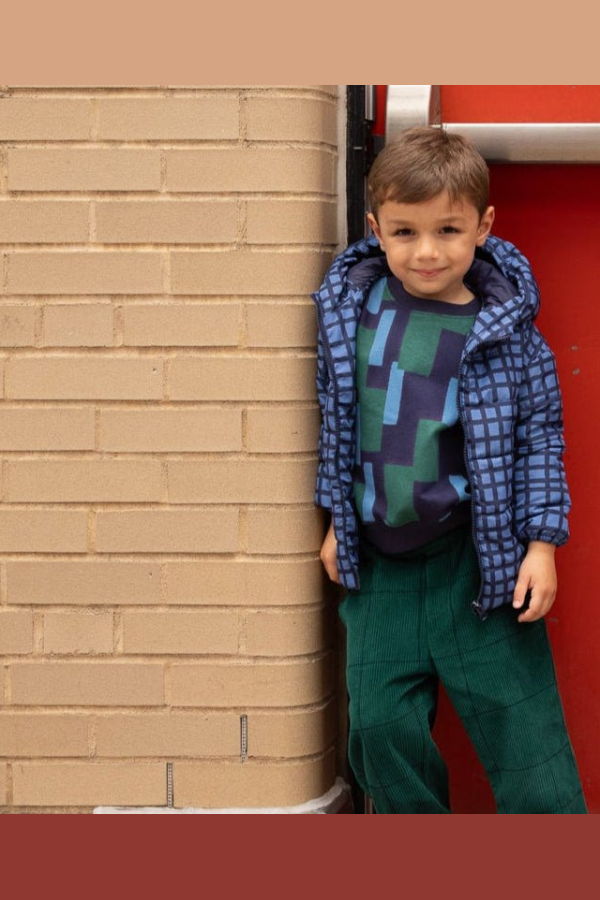 Mon Coeur Blue Grid Puffer Jacket