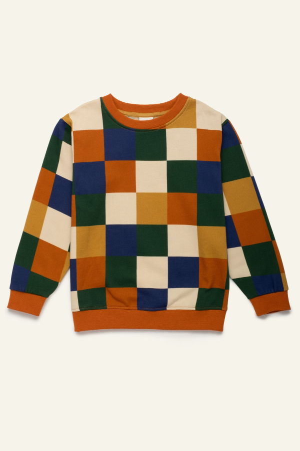 KIDS Mon Coeur Fall Checkered Sweatshirt - Fall Checker