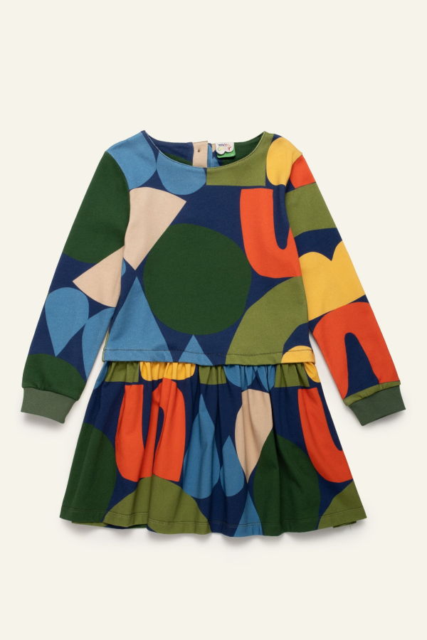 KIDS Mon Coeur Fall Shapes Dress - Beacon Blue/Multi