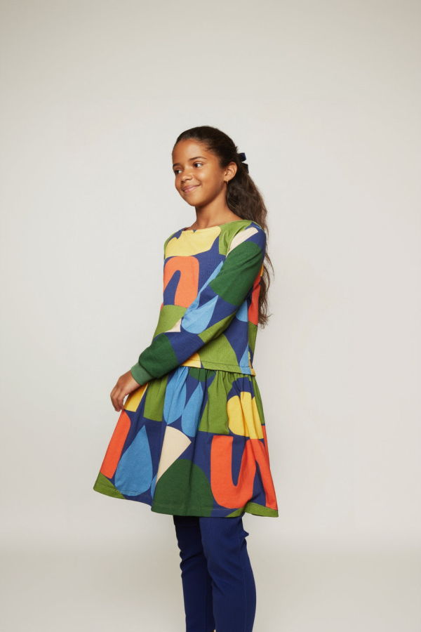 KIDS Mon Coeur Fall Shapes Dress - Beacon Blue/Multi