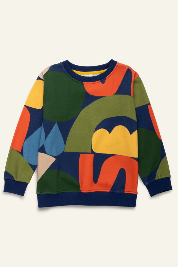 KIDS Mon Coeur Fall Shapes Sweatshirt - Beacone Blue/Multi