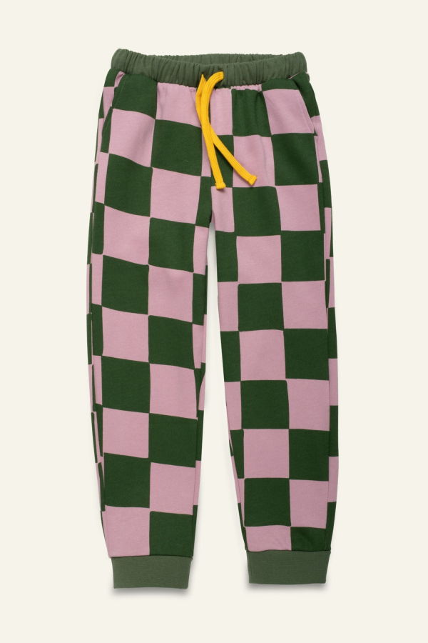 KIDS Mon Coeur Green Checkered Jogger - Orchid Haze/Green Pastures Checker
